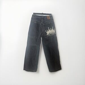 JNCO Crown Pocket Baggy Skater Jeans in Black Y2K Size‎ 28x 30 See Measurements